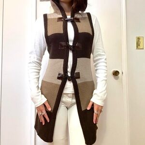 Vintage Wool Blend Brown Striped Sweater Vest | Small